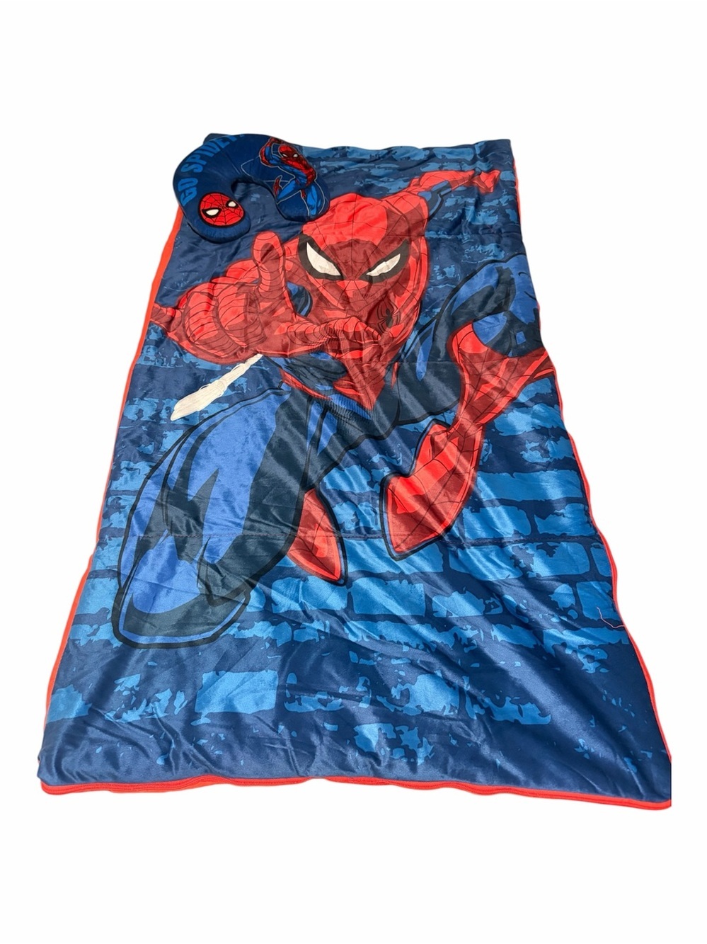 Marvel Spider-Man Sleeping Bag + Neck Pillow Bundle Red, Blue, Black